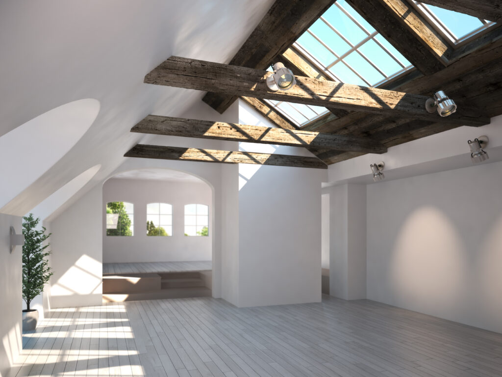 a room with skylight roofing benefits from lots of natural light