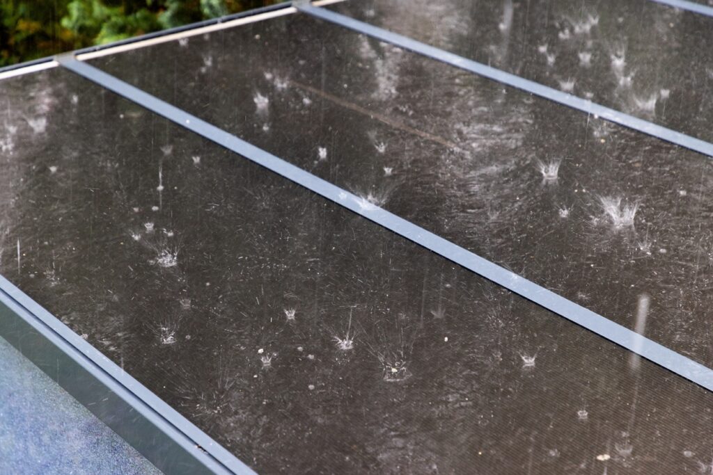 raindrops on polycarbonate roof